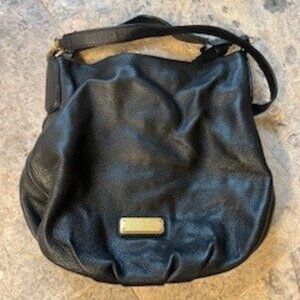Marc Jacobs Classic Q Hillier Hobo Leather Crossbody Bag Purse Handbag Black